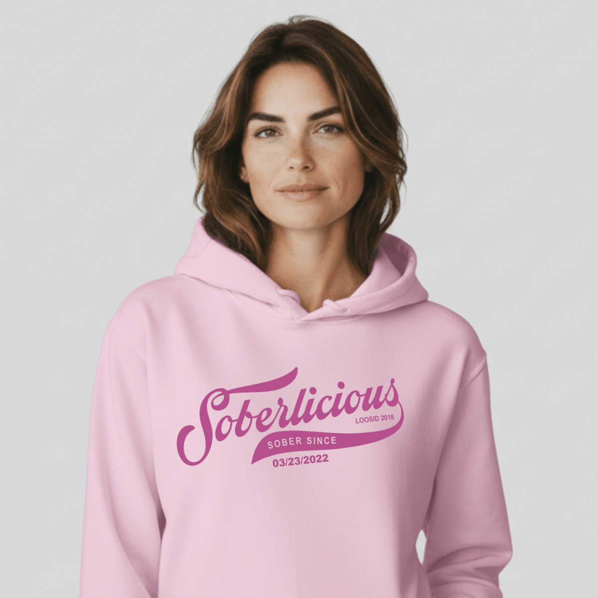 Soberlicious Recovery Hoodie close-up view (view 2)