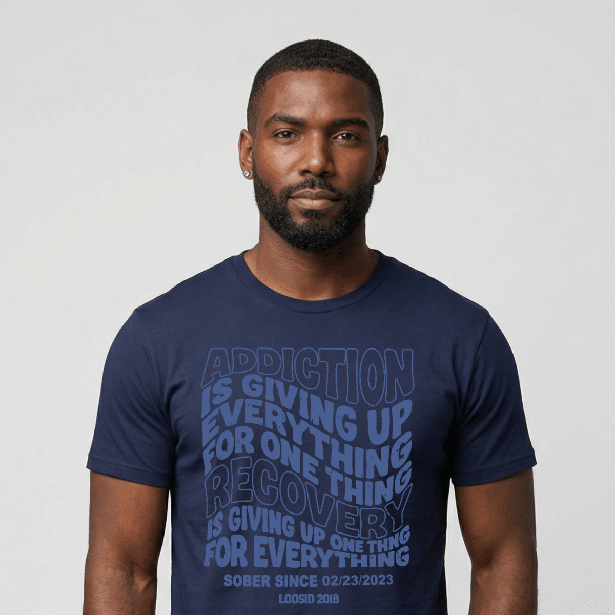 Addiction is Giving up Sober T Shirt back view (view 7)