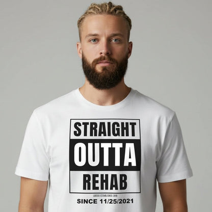 Straight Outta Rehab Sober T Shirt fit detail (view 9)
