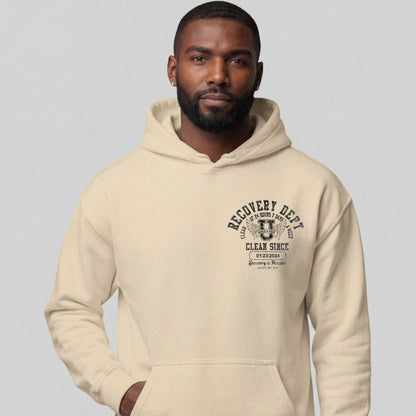 Sobriety Dept Recovery Hoodie close-up view (view 22)