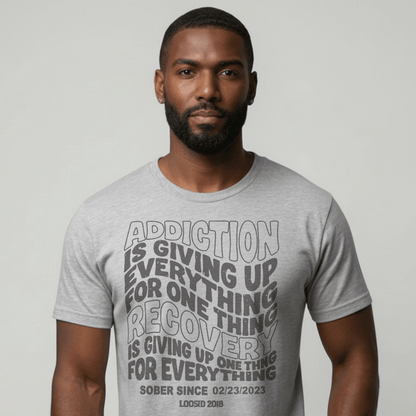 Addiction is Giving up Sober T Shirt packaging detail (view 18)