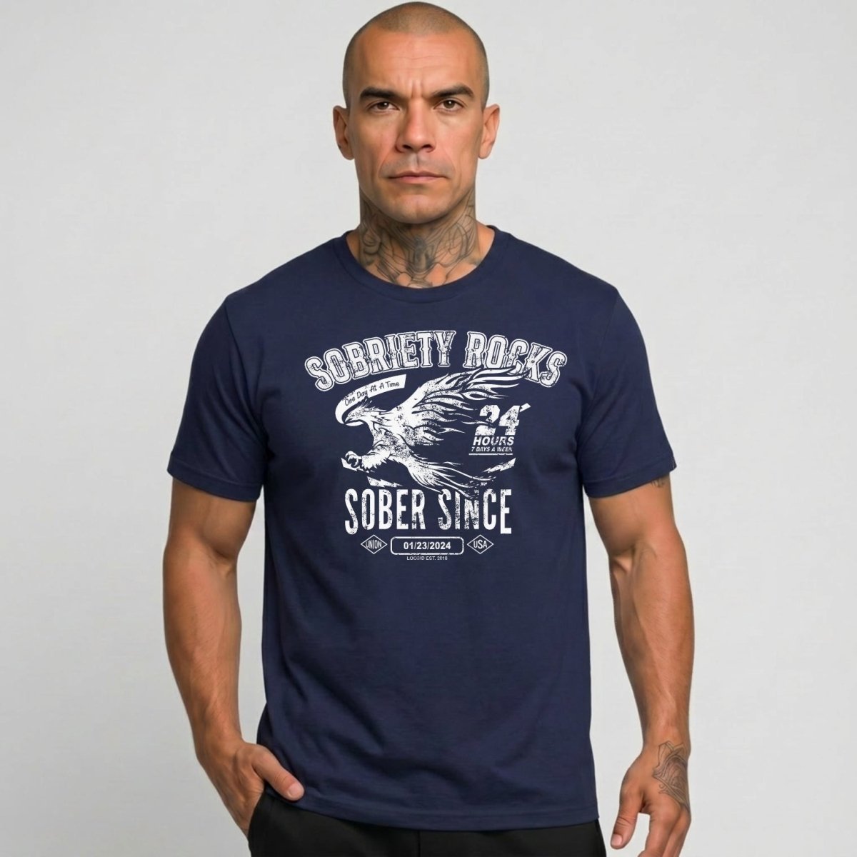 Sober Since Sober T Shirt flat lay styled image (view 13)