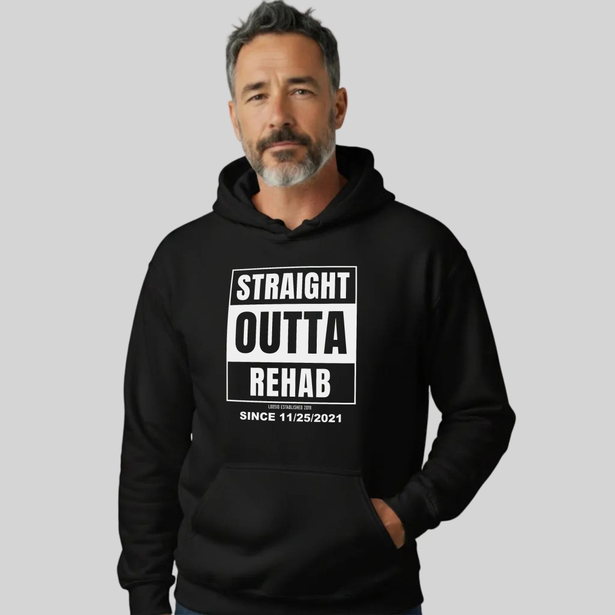 Straight Outta Rehab Recovery Hoodie lifestyle view (view 5)