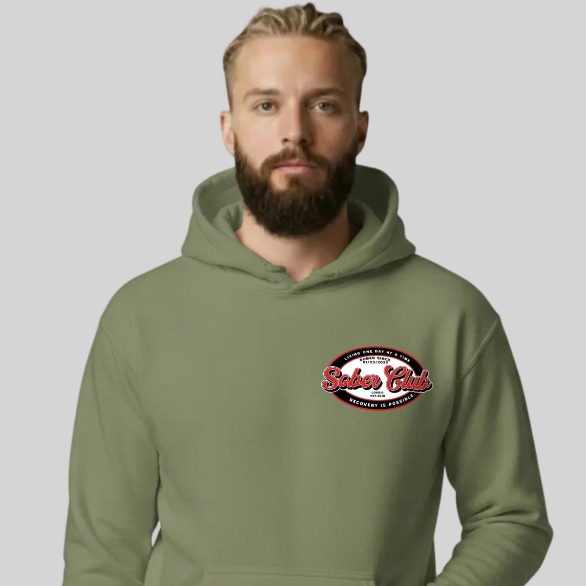Sober Club Badge Recovery Hoodie back view (view 37)