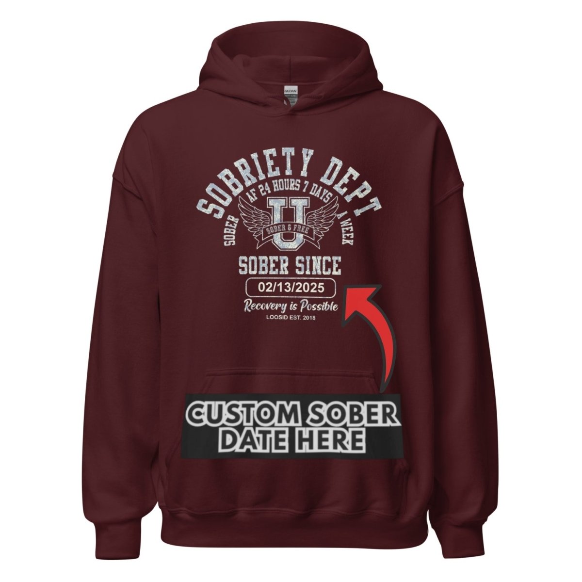 Sobriety Dept Recovery Hoodie side view (view 36)