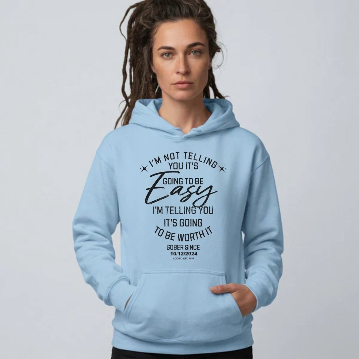 I'm Not Telling Your It's Easy Custom Sobriety Recovery Hoodie close-up view (view 32)