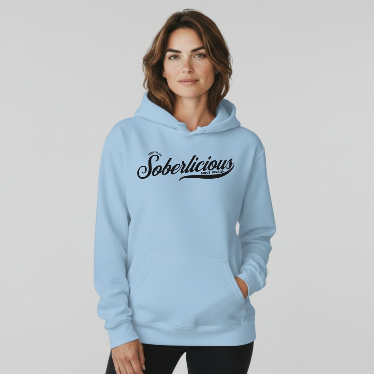 Soberlicious Recovery Hoodie flat lay styled image (view 33)