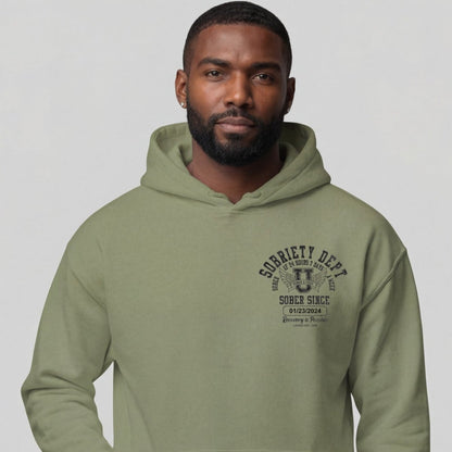 Sobriety Dept Recovery Hoodie fit detail (view 39)