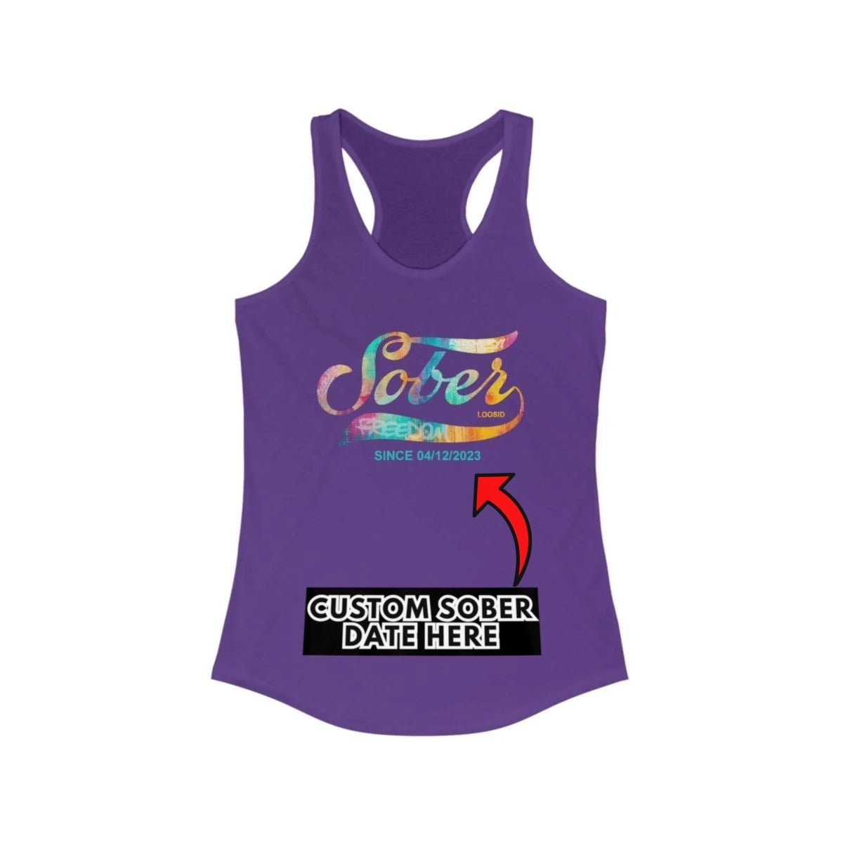 Sober Since with Date Sober Tank Top graphic detail (view 14)