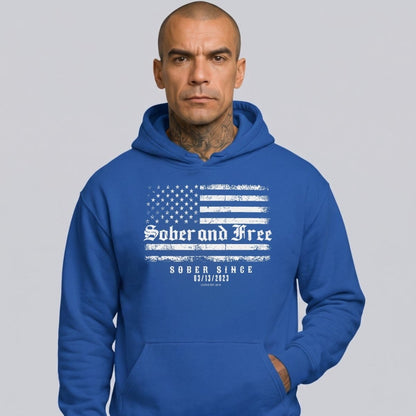 Sober and Free Custom Sobriety Date Recovery Hoodie graphic detail (view 14)