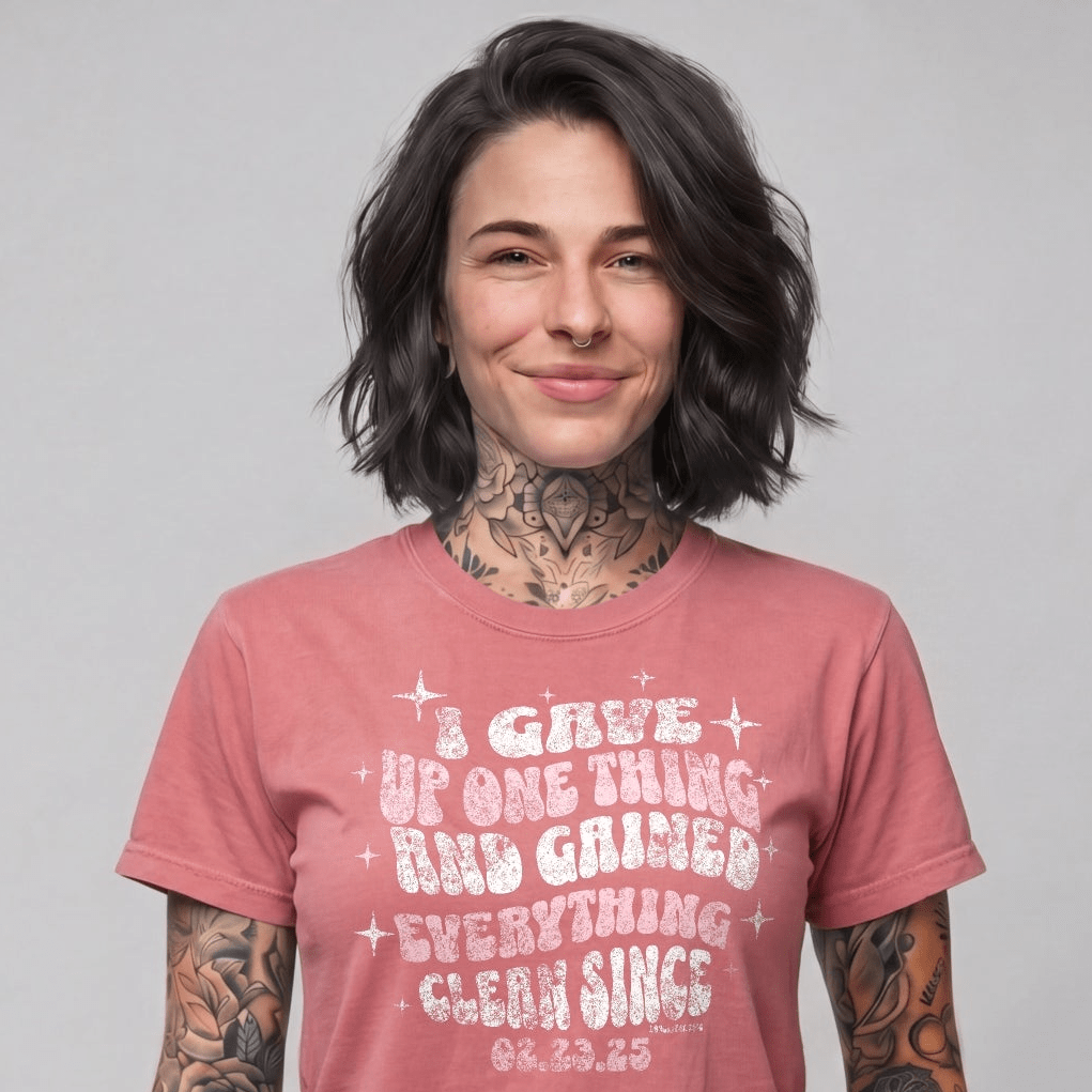 I Gave Up One Thing Women garment dyed Sober T Shirt packaging detail (view 18)