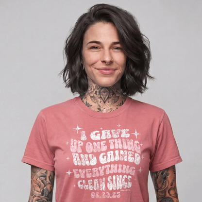 I Gave Up One Thing Women garment dyed Sober T Shirt packaging detail (view 18)