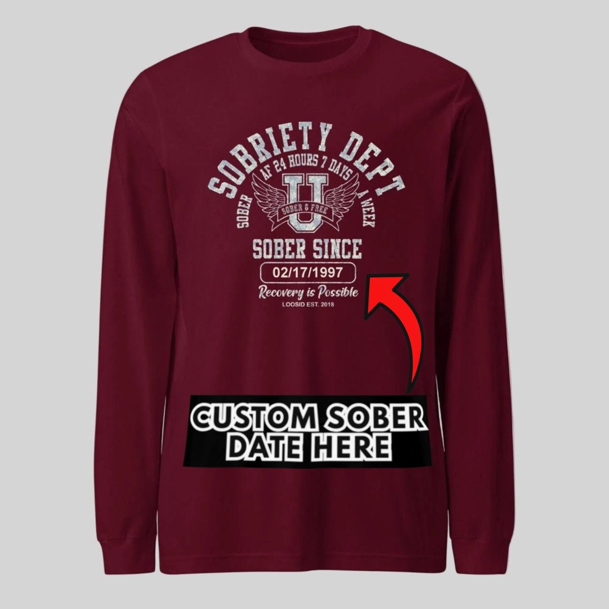 Sobriety Dept 24 7 Long Sleeve Sober T Shirt featuring the design (view 11)