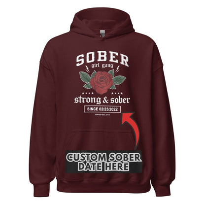 Sober Girl Gang Strong & Sober Crest Recovery Hoodie side view (view 36)