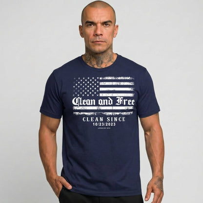 Clean and Free Sober T Shirt back view (view 7)