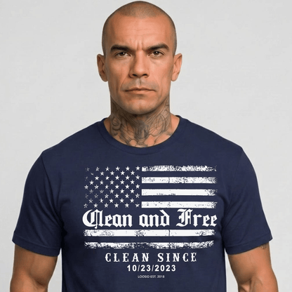 Clean and Free Sober T Shirt side view (view 6)