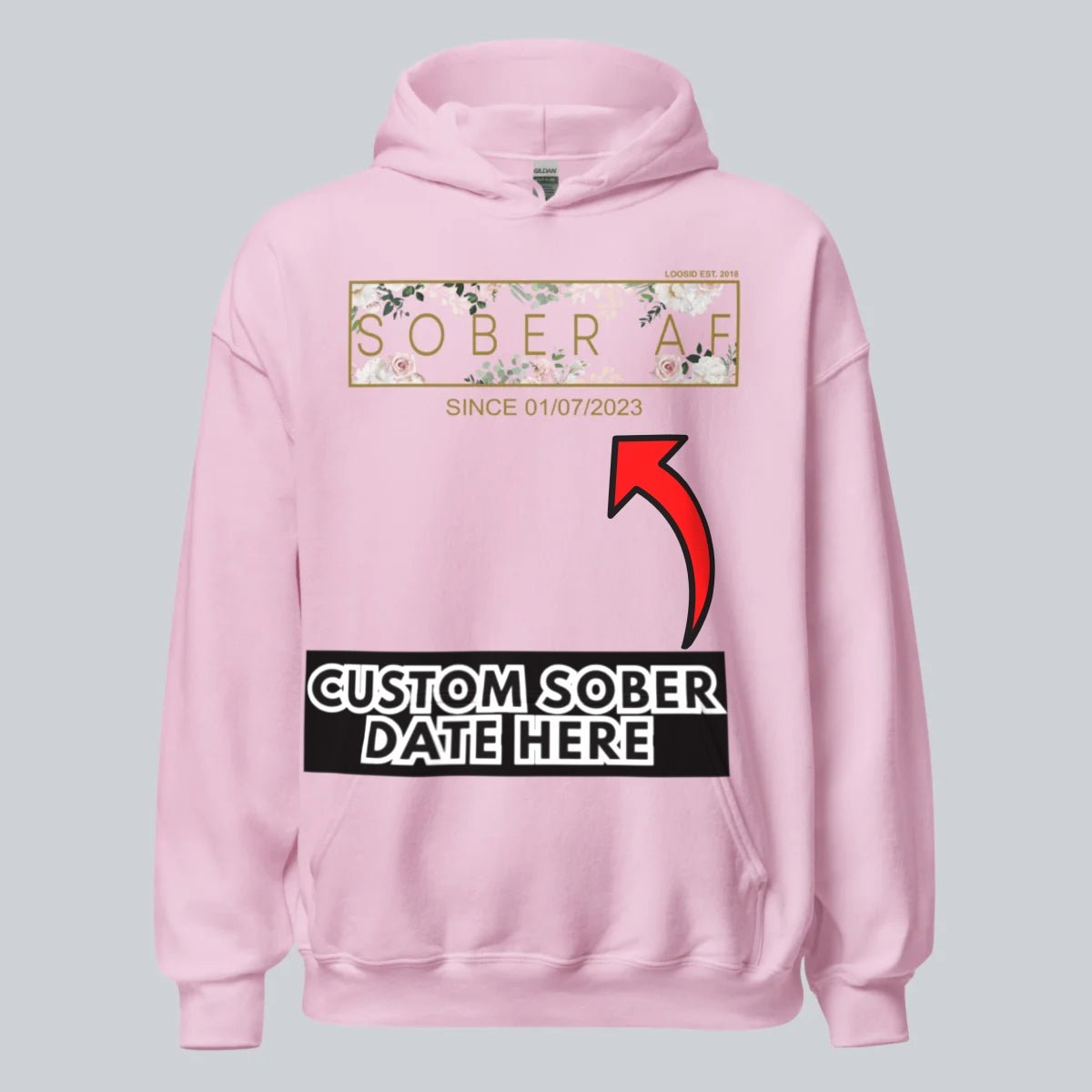 Sober AF Flower Recovery Hoodie packaging detail (view 38)