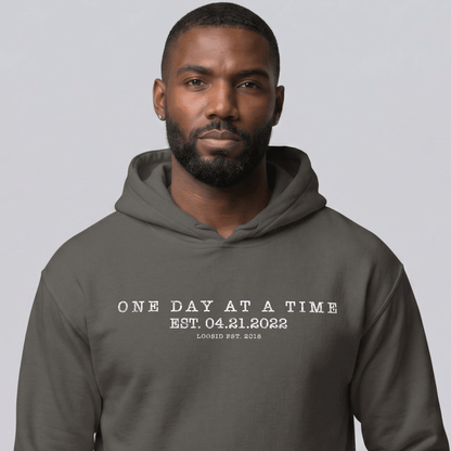 One Day At a Time Recovery Hoodie back view (view 27)