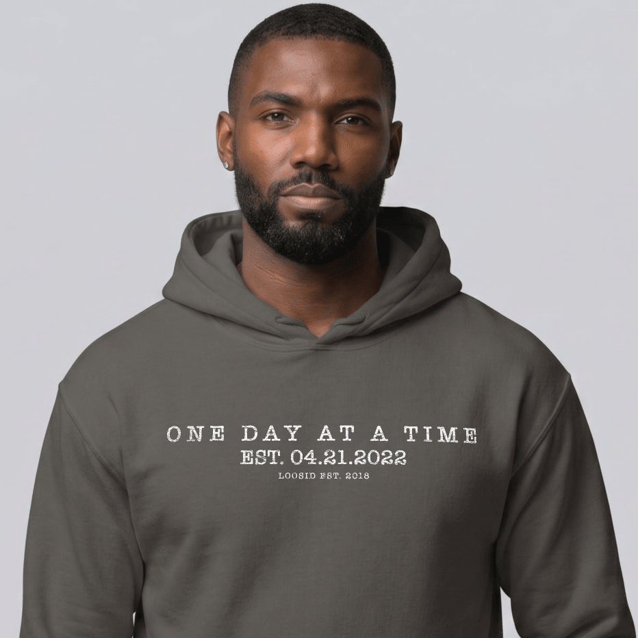 One Day At a Time Recovery Hoodie back view (view 27)