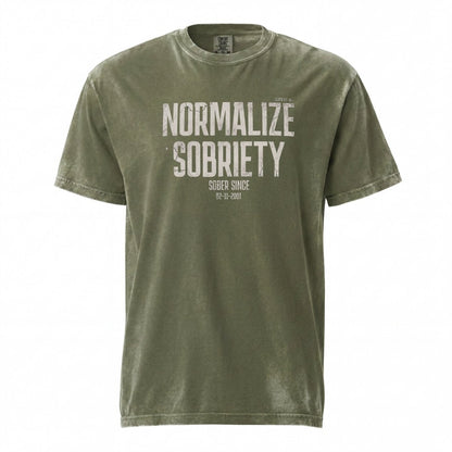 Sober T Shirt | Men's Washed Normalize Sobriety Garment-Dyed