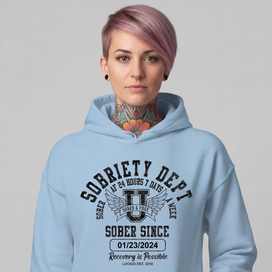 Sobriety Dept Recovery Hoodie graphic detail (view 44)