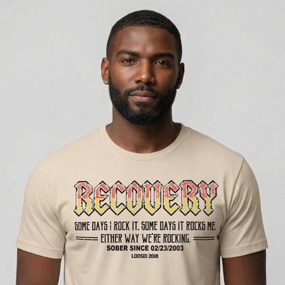 Recovery Rock Sober T Shirt close-up view (view 22)