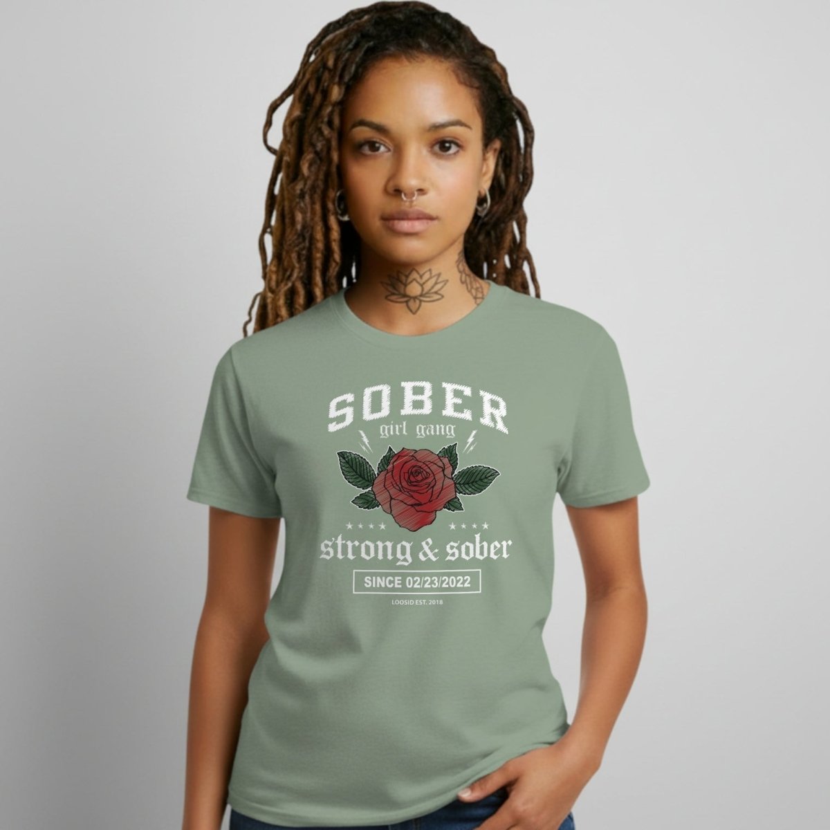 SOBER Girl Gang Strong & Sober Sober T Shirt fit detail (view 29)