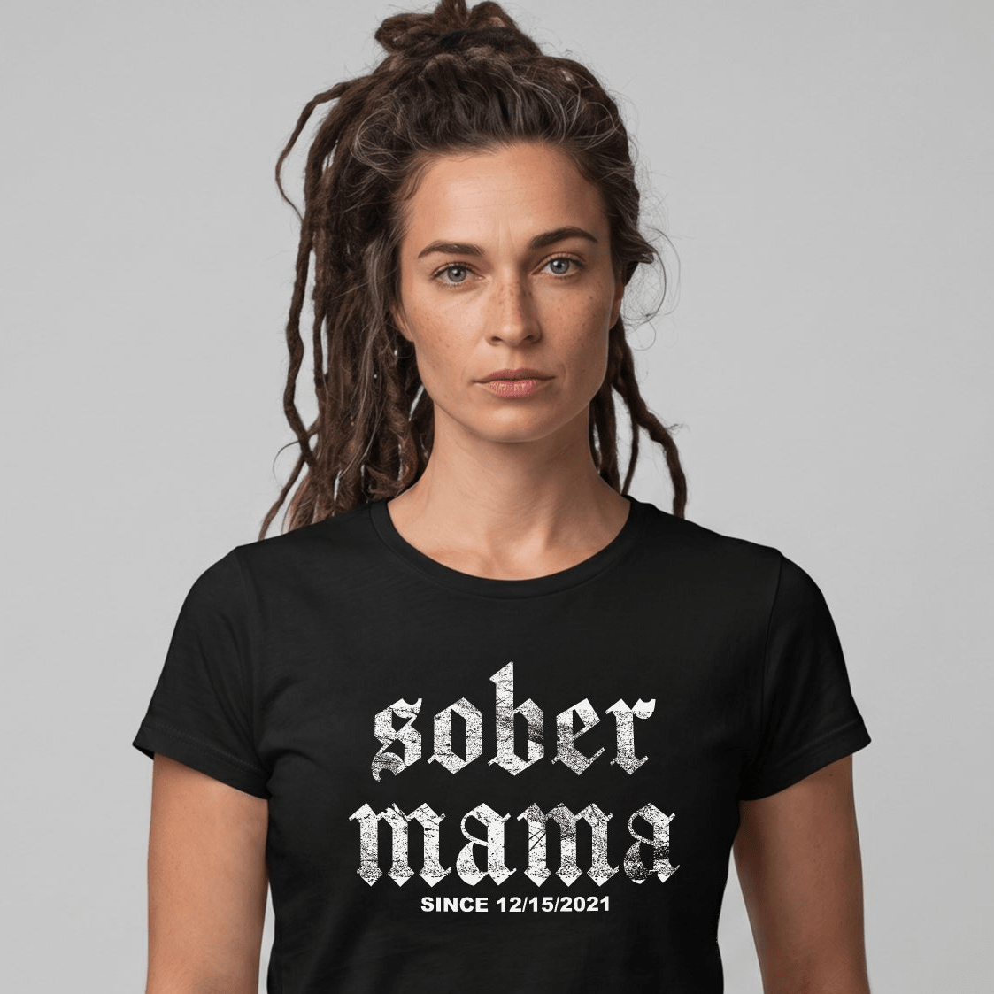 Sober Mama Sober T Shirt close-up view (view 2)