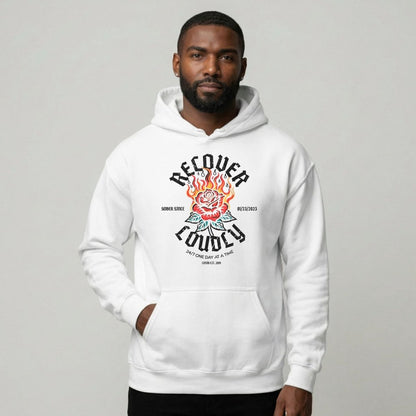 Recover Loudly Custom Sobriety Date Recovery Hoodie featuring the design (view 31)