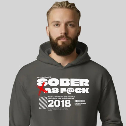 Sober As F*ck Recovery Hoodie close-up view (view 2)