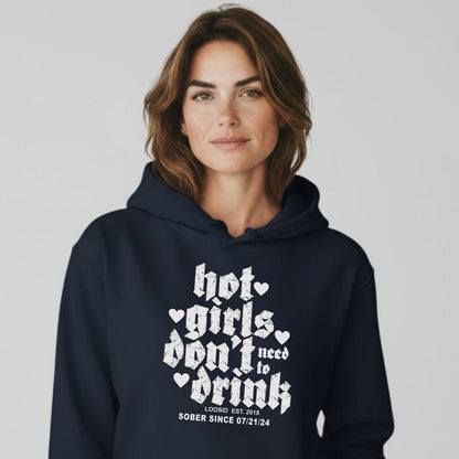 Hot Girls Don't Drink Recovery Hoodie flat lay styled image (view 13)