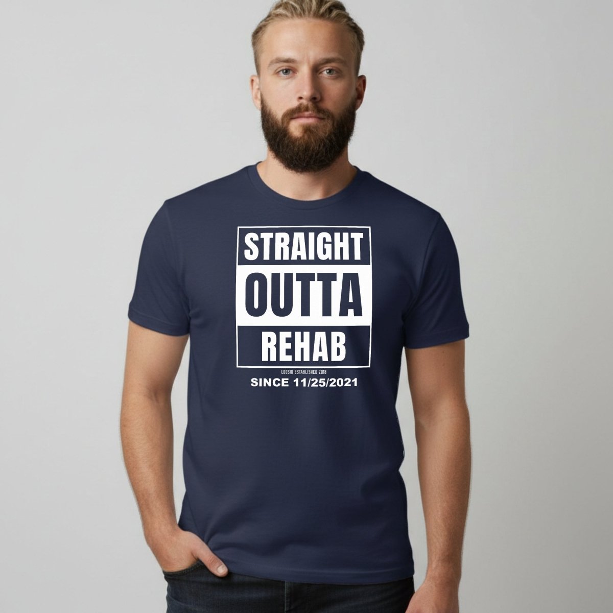 Straight Outta Rehab Sober T Shirt back view (view 7)