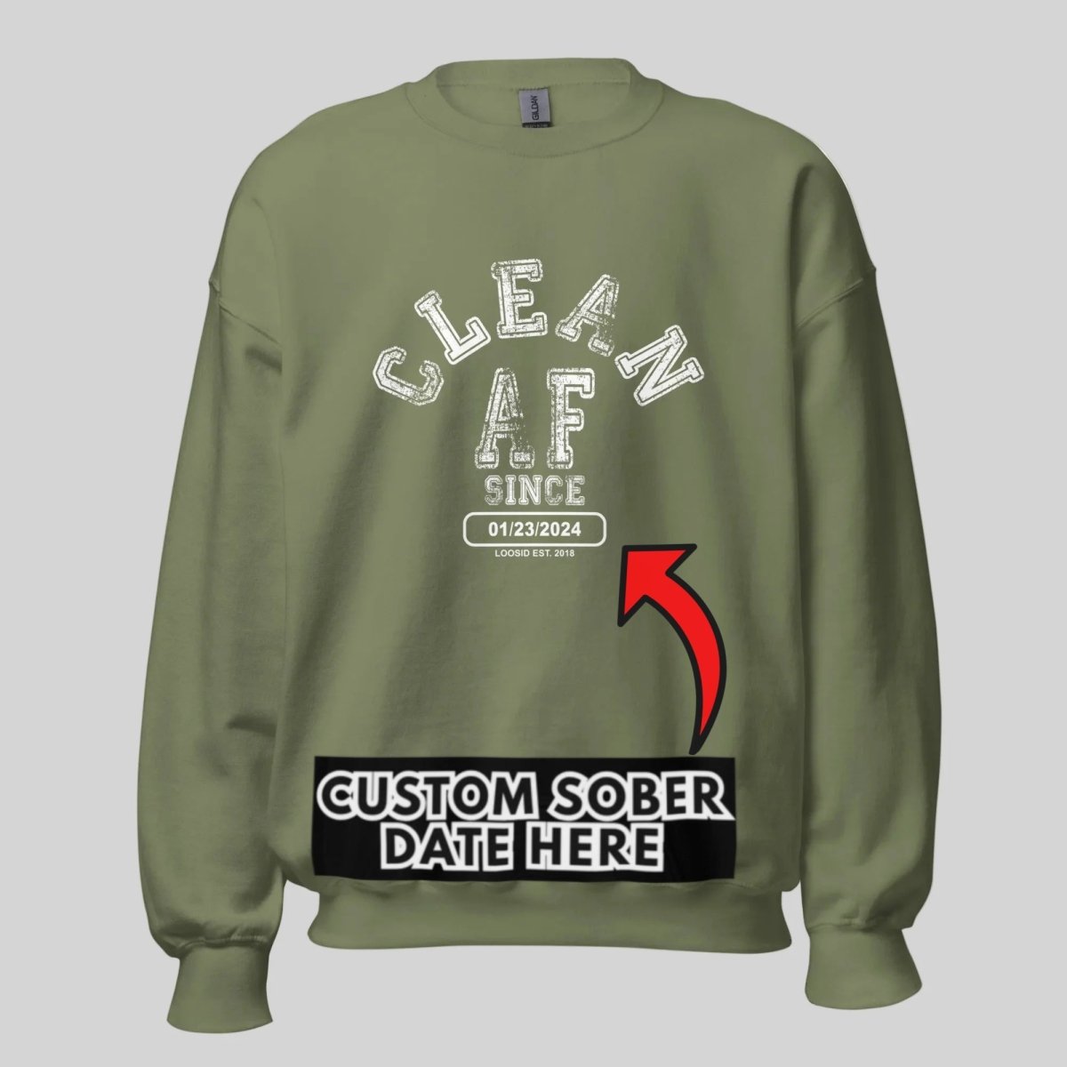 Clean AF Since Sobriety Recovery Hoodie lifestyle view (view 15)