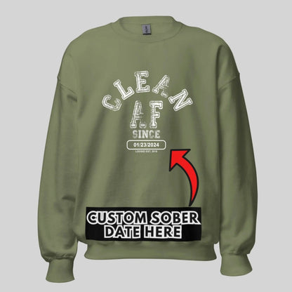 Clean AF Since Sobriety Recovery Hoodie lifestyle view (view 15)