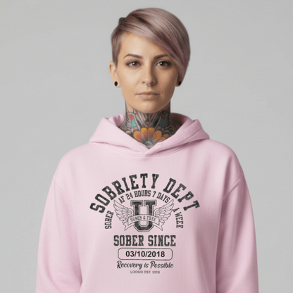 Sobriety Dept Recovery Hoodie side view (view 36)