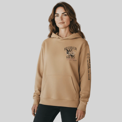 Loosid Recover Loudly Tan Recovery Hoodie Limited Edition Recovery Hoodie featuring the design