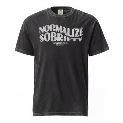 Normalize Sobriety Women garment dyed Sober T Shirt lifestyle view (view 5)