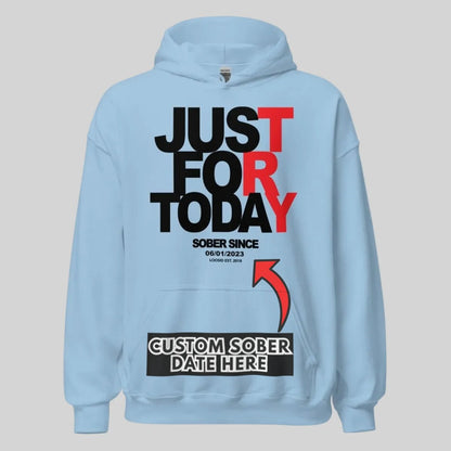 Just For Today Women's Custom Sobriety Date Recovery Hoodie close-up view (view 22)