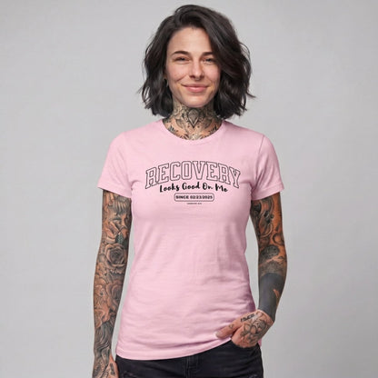Recovery Looks Good On Me Women garment dyed Sober T Shirt packaging detail (view 28)
