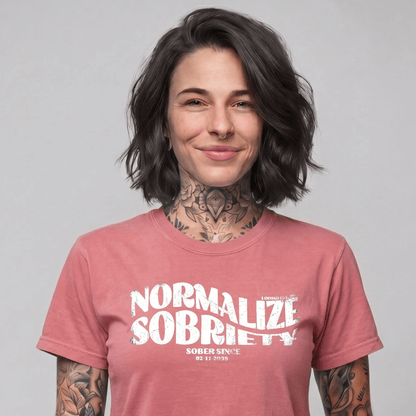 Normalize Sobriety Women garment dyed Sober T Shirt featuring the design (view 21)