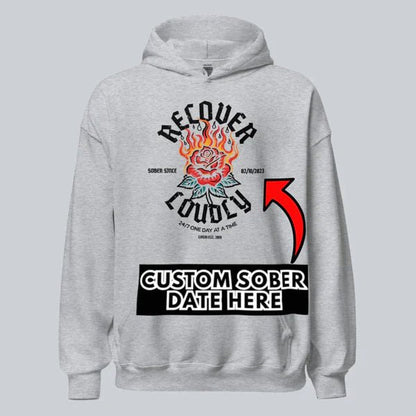 Recover Loudly Custom Sobriety Date Recovery Hoodie packaging detail (view 8)