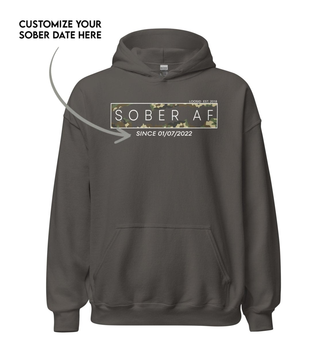 Recovery Hoodie | Men's Sober AF Camo Hoodie