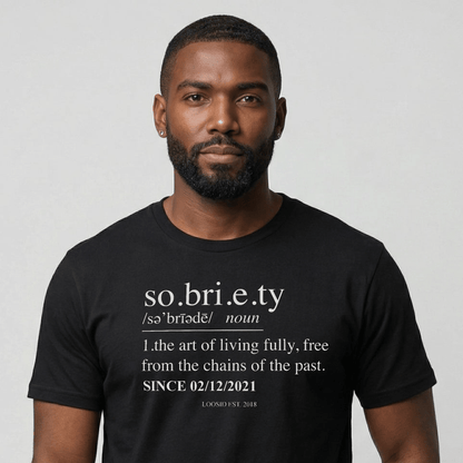 Sober T Shirt | Sobriety Definition Men's Graphic Tee for Recovery
