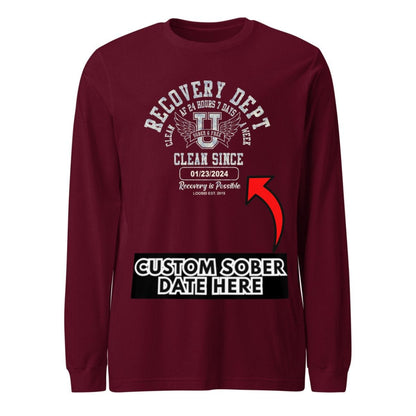 Recovery Dept 24 7 Long Sleeve Sober T Shirt close-up view (view 12)