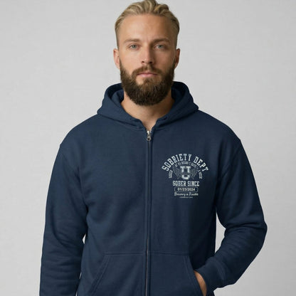 Sobriety Dept Zip Recovery Hoodie featuring the design (view 11)