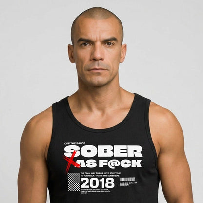 Sober as F*ck Sober Tank Top close-up view (view 2)