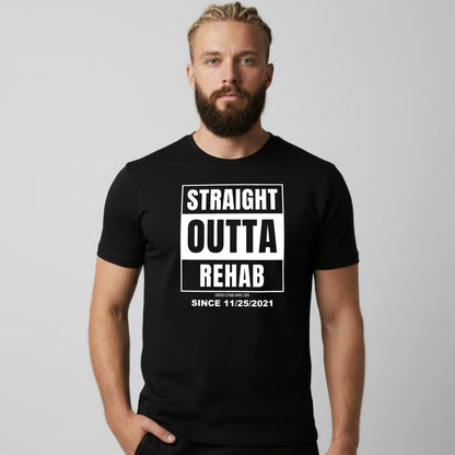 Straight Outta Rehab Sober T Shirt graphic detail (view 4)