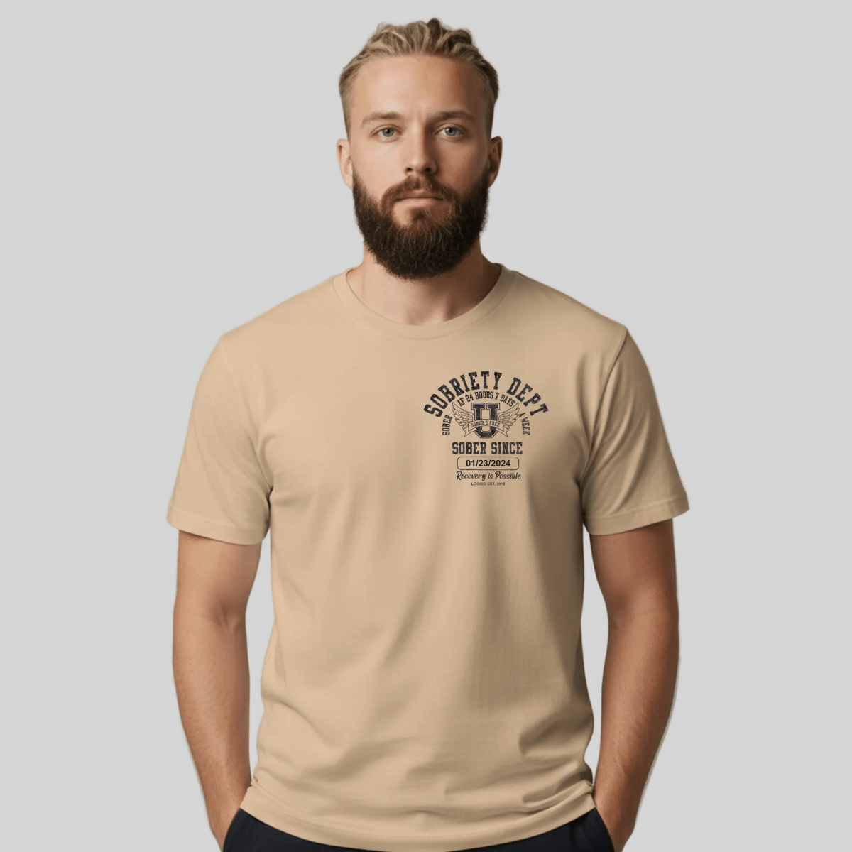 Sobriety Dept 24 7 Sober T Shirt lifestyle view (view 15)