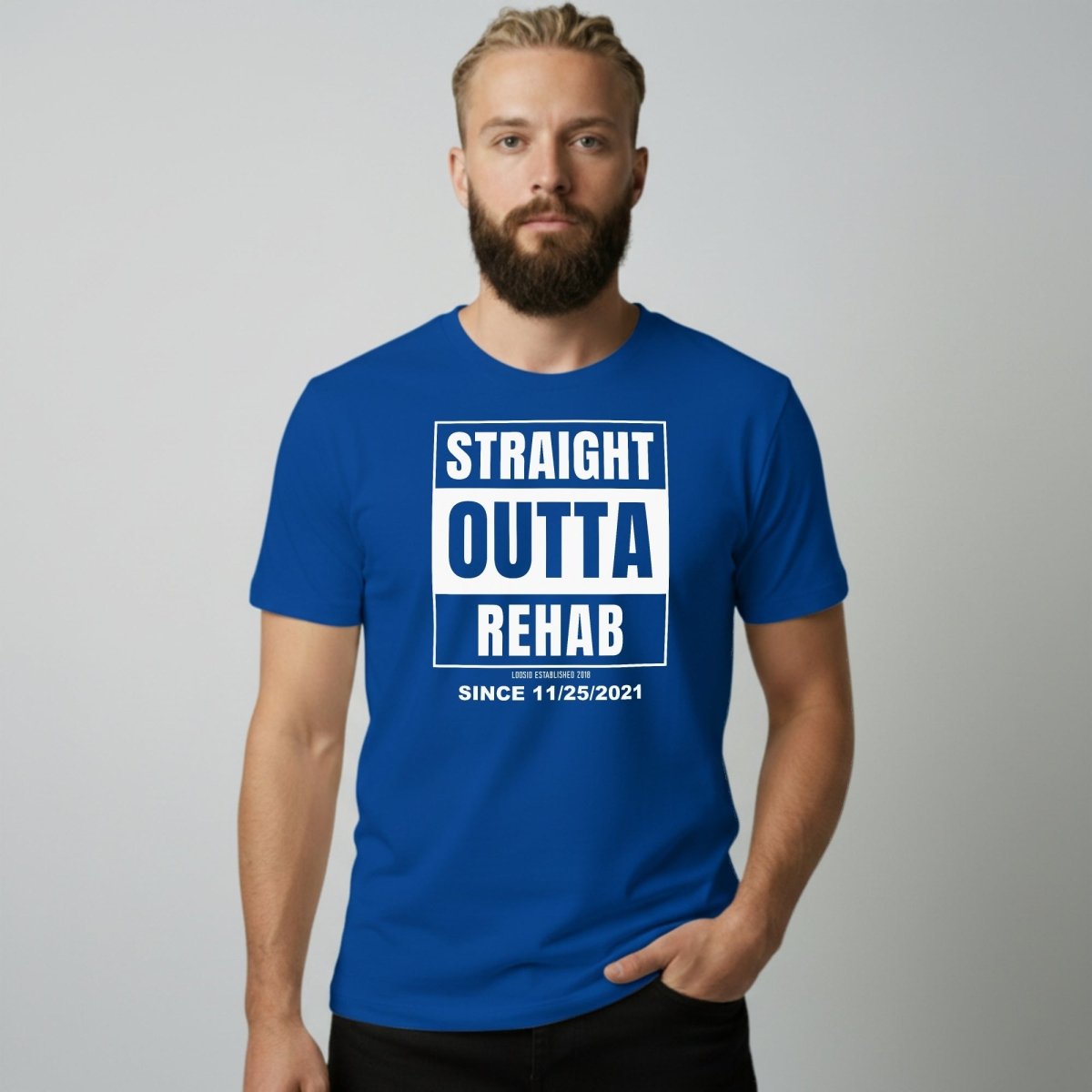Straight Outta Rehab Sober T Shirt fit detail (view 19)