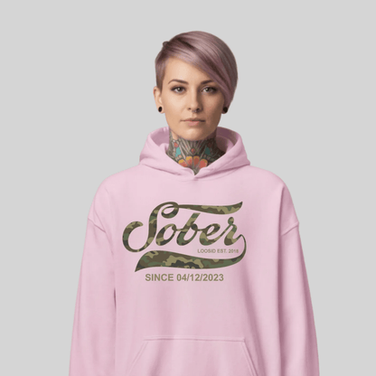 Sober Since Camo Recovery Hoodie featuring the design (view 21)